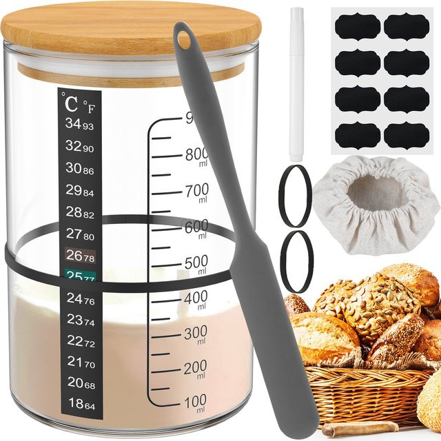 Willstar Sauerteig Starter Kit aus Glas mit Schraubverschluss, transparent - Bild 1