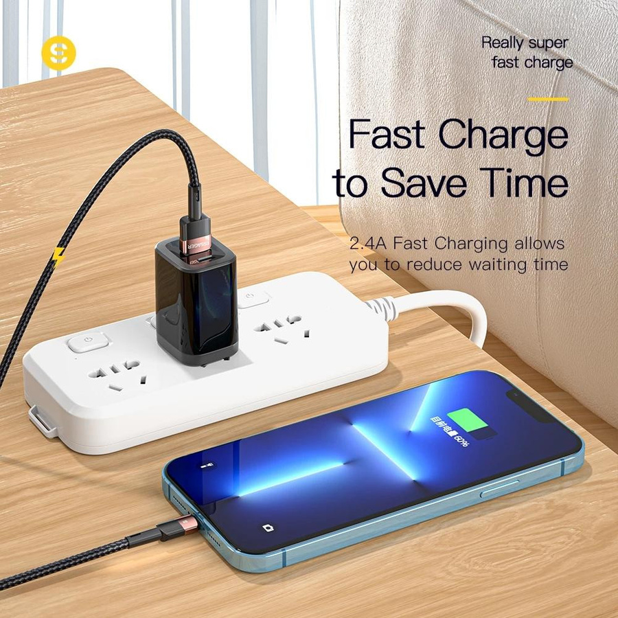Essager USB-A Schnellladekabel für iPhone und iPad, 2m, schwarz - Bild 2