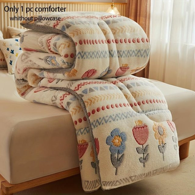 LARMPAT Bettdecke aus Samt mit Boho Floral Schneeflocken-Design, Weiß, B/B: 200 x 230 cm - Bild 1