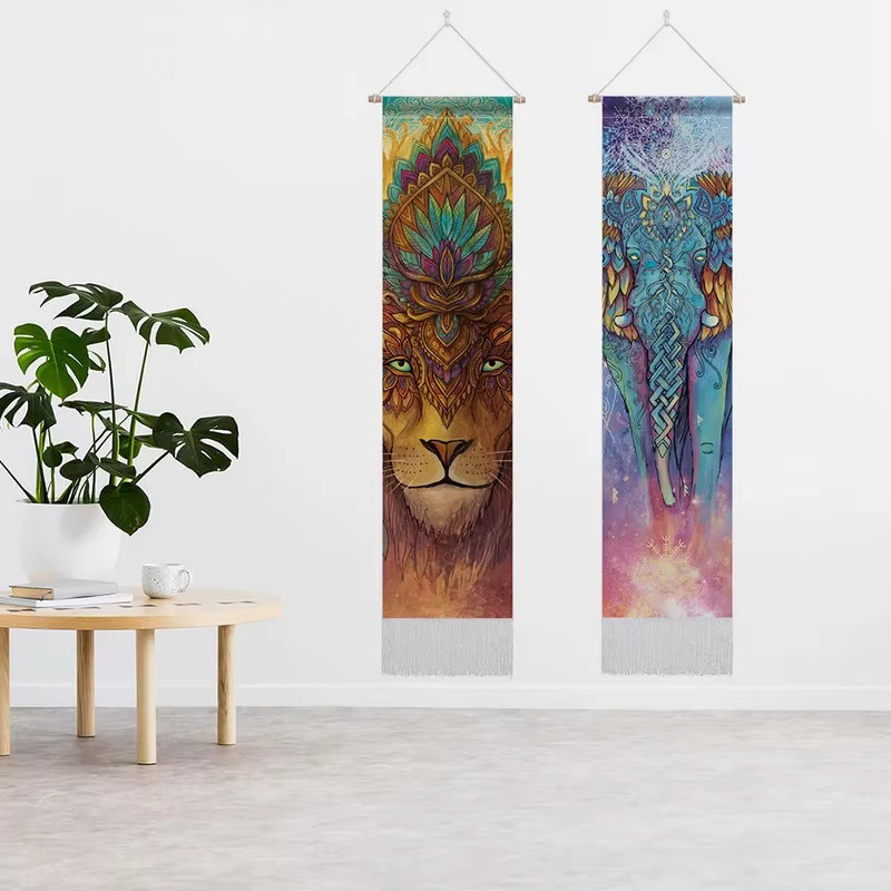 VIKAMA Wandteppich mit Tiermotiven in Multicolour, ethnischer Wandbehang für Wohnzimmer und Schlafzimmer - Bild 1