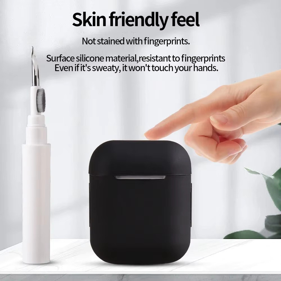 DO AS YOU WISH Silikon Schutzhülle für AirPods 1/2 in Schwarz mit Reiniger-Kit - Bild 2
