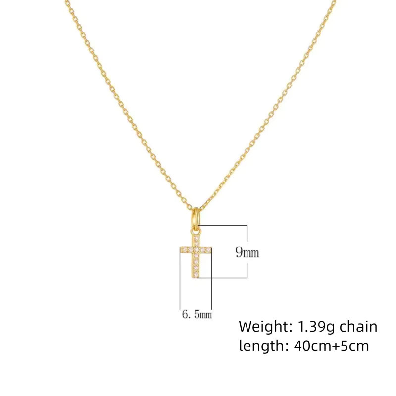 fulsun Halskette, Mini Kreuz, 925 Silber, 14K Gold/Rhodium Plattiert, Zirkonia, Damen - Bild 2