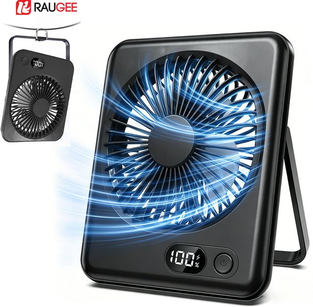 Tragbarer Mini-Schreibtischventilator von ragee in Schwarz, faltbar und USB wiederaufladbar - Bild 1