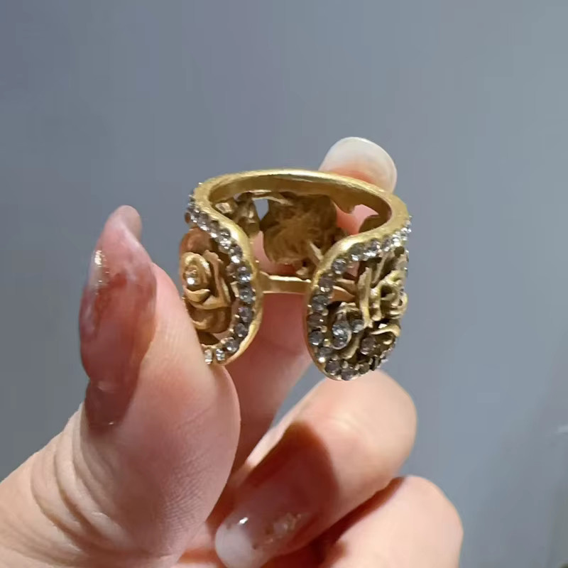 Icareu Ring, goldfarben, Rosenblüten-Design, Strass, Damen - Bild 4