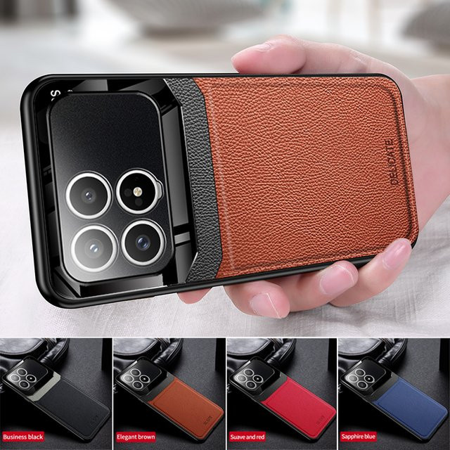 EUCAGR Luxus Acryl und Leder Handyhülle für Xiaomi Redmi K90 Pro Max und Xiaomi Redmi K90 in Blau mit Kameraschutz - Bild 1