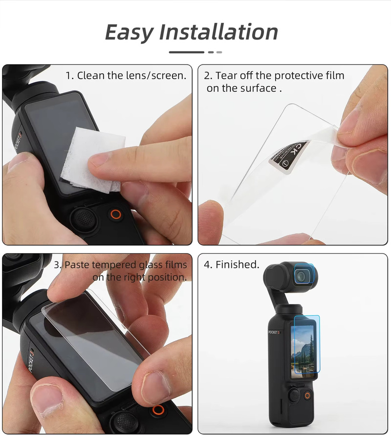 DJI OSMO Pocket 3 Zubehör Set mit Objektivschutz aus gehärtetem Glas und Displayschutzfolie in Transparent - Bild 6
