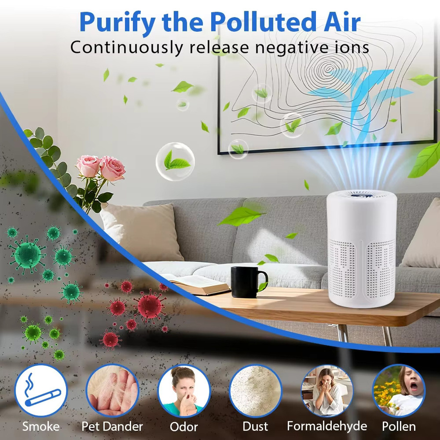 AFDEAL Mini-Desktop-Luftreiniger in Weiß mit HEPA-Filter, Ionen-Technologie und Dufttablett - Bild 3