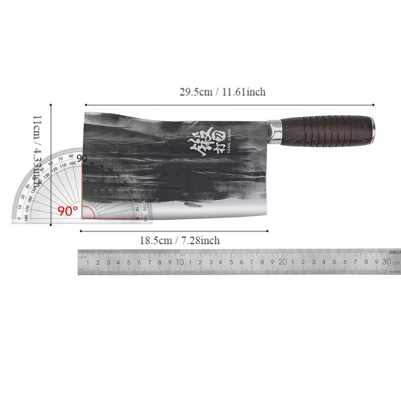PLYS Geschmiedetes Doppelzweck-Messer für Fleisch und Gemüse in Silber mit Holzgriff - Bild 5