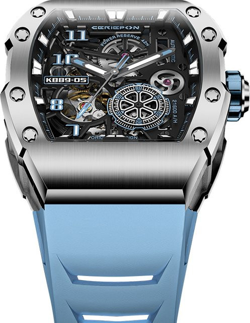 CERIEPON Armbanduhr Automatik, Tonneau, Schwarz, Silikon, Herren, 5 ATM - Bild 1