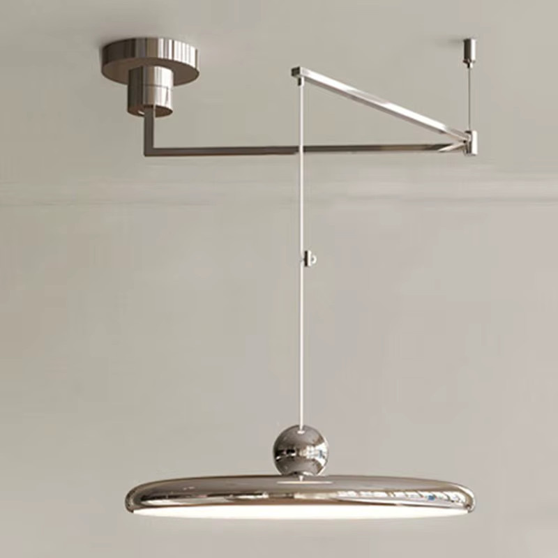 HomeLover Pendelleuchte im französischen Stil mit Kipphebel und UFO-Schwenkarm, Farbe: Beige, Material: Metall - Bild 1