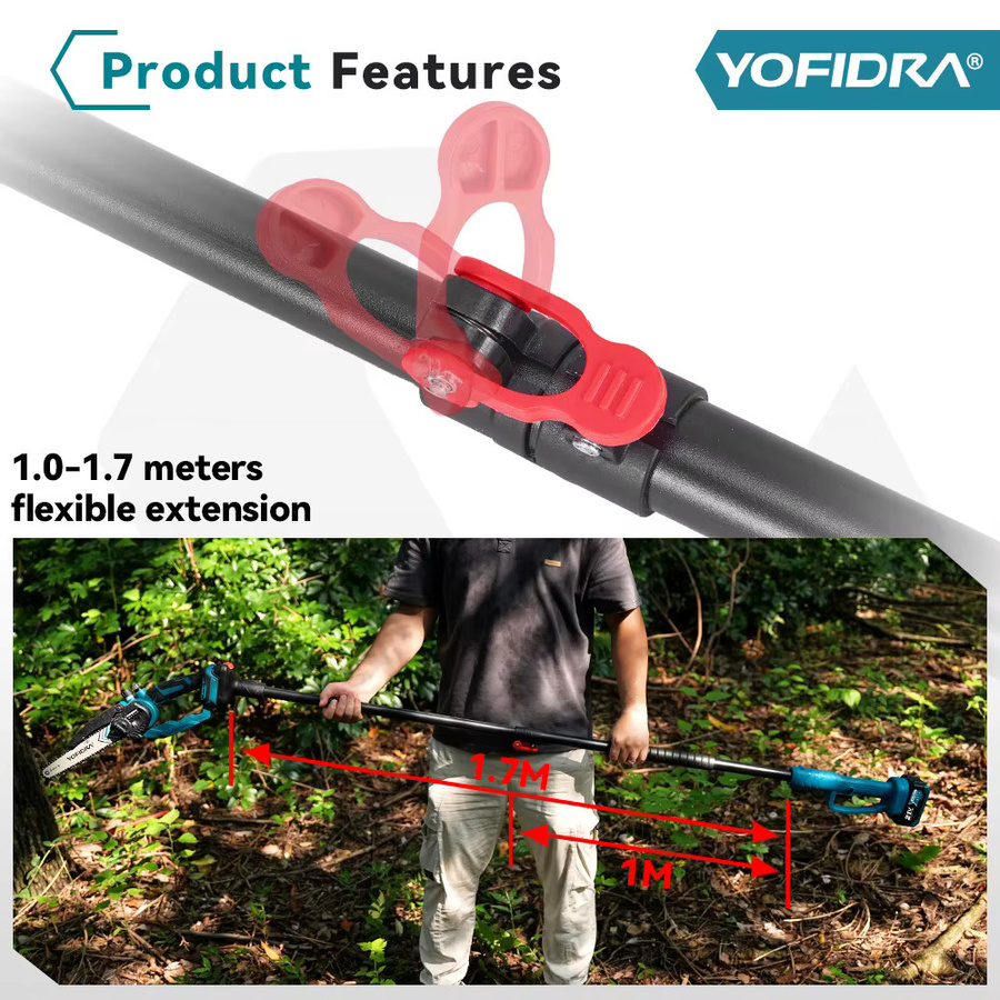 YOFIDRA 2-in-1 Elektrische Kettensäge und Hochastsäge mit 8 Zoll Bürstenlosem Motor für 21V Akku - Bild 2