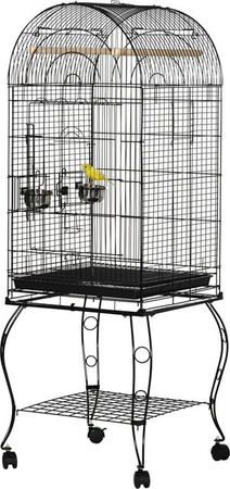 PawHut Vogelkäfig und Voliere für Wellensittiche und Kanarienvögel mit schwarzen Metallrädern, B/T/H: 51 x 51 x 153 cm, Aosom