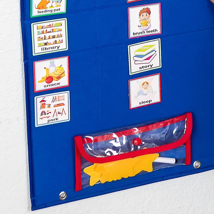 Faltbares visuelles Zeitplan-Diagramm für Kinder mit 72 Karten und 12 Stern-Karten als Wandbehang inklusive trocken abwischbarem Stift - Bild 4