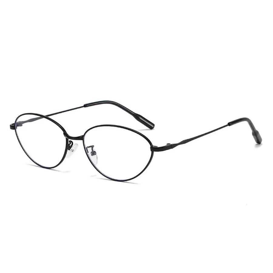 MDOD Lesebrille, Cat-Eye, Metall, Vollrand, Schwarz - Bild 2
