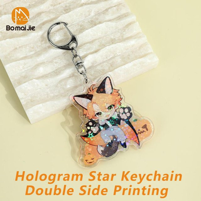 Schlüsselanhänger Acryl, Anime, Hologramm, beige, 63,5 mm, Unisex - Bild 1
