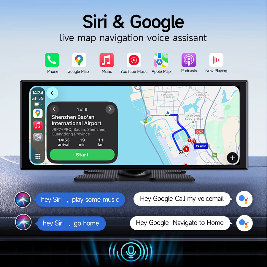 Philips Smart Dashcam mit 10,25 Zoll Display, kompatibel mit Wireless CarPlay und Android Auto, Schwarz, mit Schleifenaufnahme und eingebautem Lautsprecher - Bild 4
