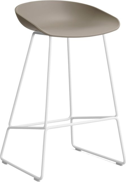 HAY About A Stool AAS 38 Hocker in Beige mit Stahlgestell und Polypropylen-Sitzschale im industriellen Design - Bild 1
