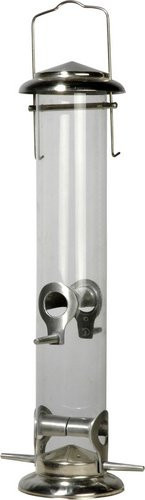 DOBAR Vogelfuttersäule aus Acrylglas und Metall in Silber - Bild 1
