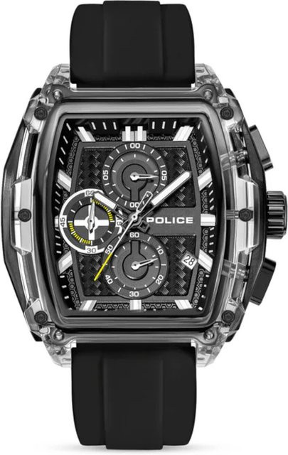 Police Chronograph Herrenuhr, Edelstahl, Schwarz, 46 mm, Quarz - Bild 1