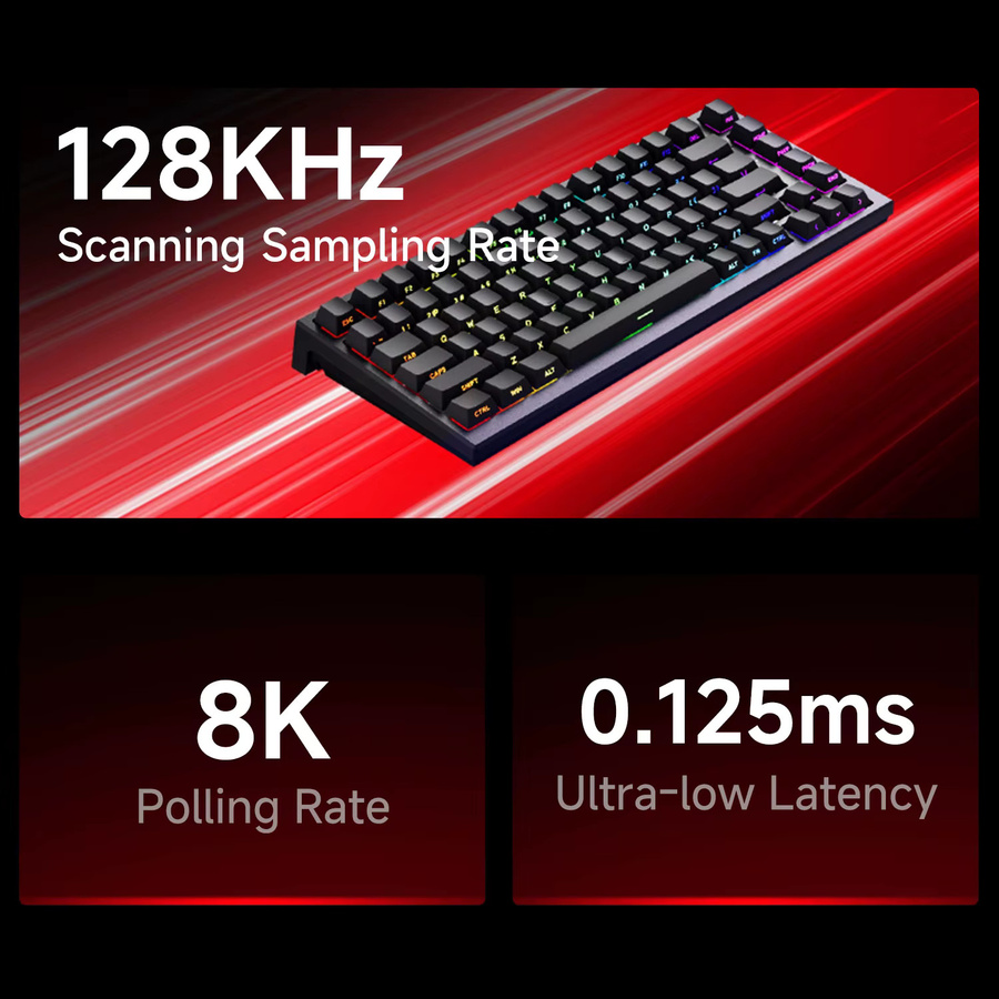 AKKO TAC75 HE Gaming-Tastatur 75 % mit Magnetschalter, Rapid Trigger 0,005 mm, 8K RGB Wired Esports Custom Keyboard, Schwarz - Bild 2
