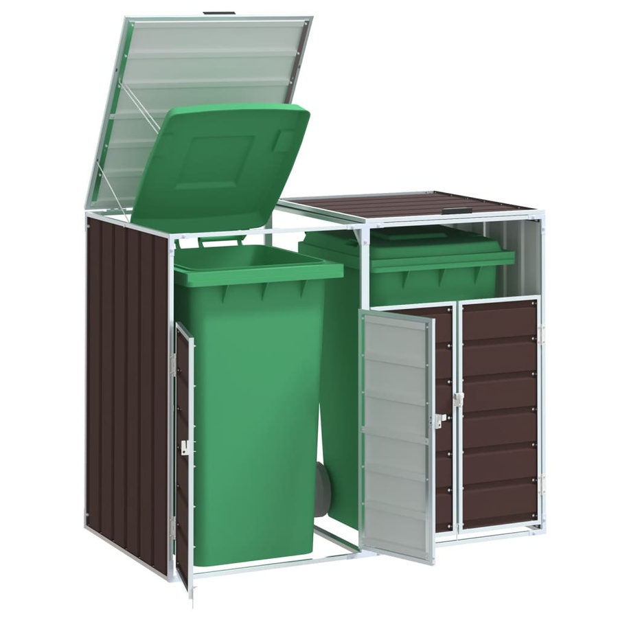 Doppel-Mülltonnenbox aus Stahl für 240L Tonnen in Braun, B/T/H: 144 x 81 x 113 cm - Bild 4