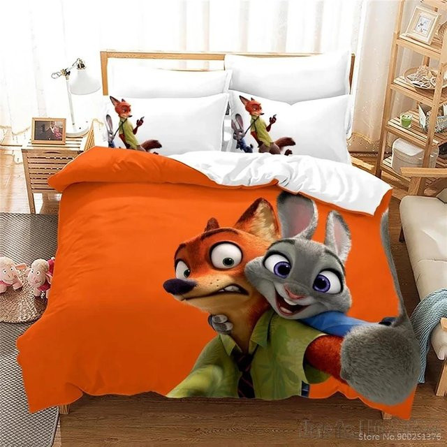 Lodestar Zootopia Bettwäsche-Set für Kinder mit 3D-Druck, Bettdeckenbezug und Kissenbezug, Farbe: Orange, B/H: 245 x 210 cm - Bild 1