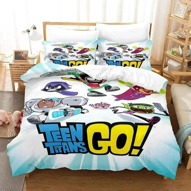 Teen Titans Go Bettwäscheset mit 3D-Druck von Binchi Fitness, mehrfarbig, Material: Mikrofaser/Polyester, B/H: 245 x 210 cm - Bild 1