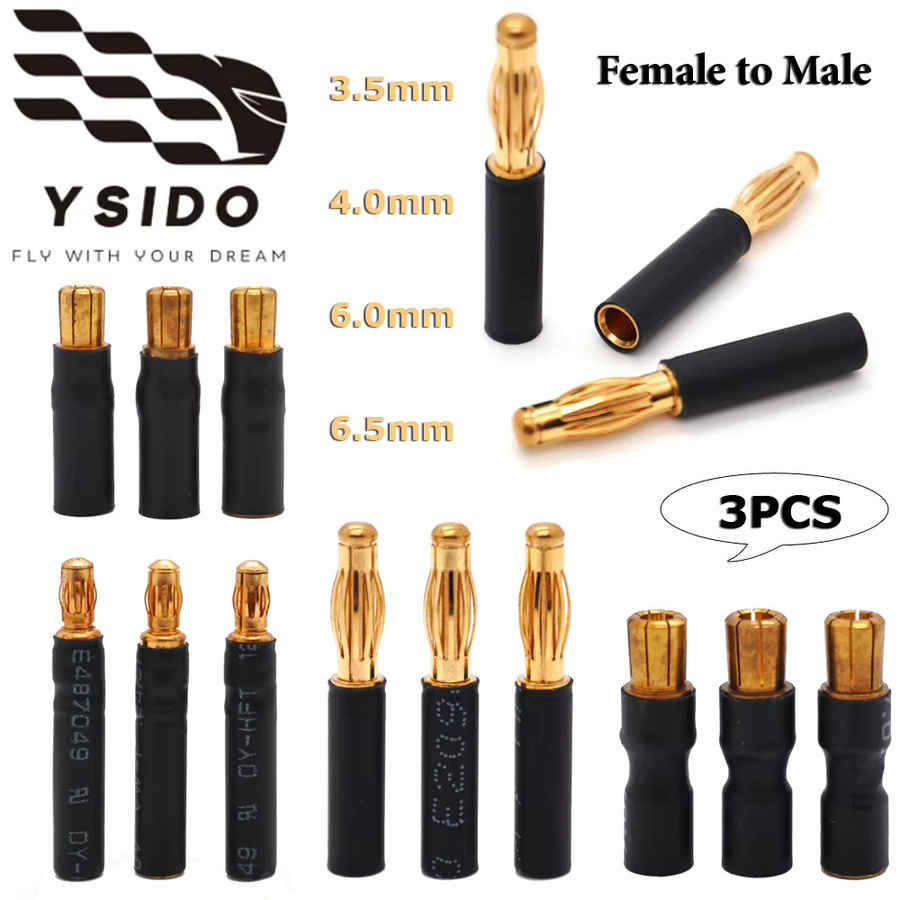 YSIDO Bullet-Stecker und Bananenstecker-Adapter Set für RC Modellbau, verschiedene Größen wie 3,5mm, 4,0mm, 6,0mm und 6,5mm - Bild 2
