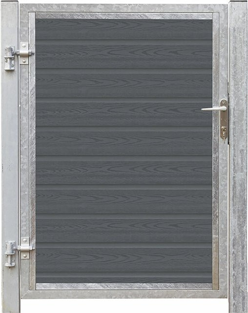 Plus Holz Einzeltor Artura aus WPC in Schiefergrau B: 115 cm x H: 135 cm mit Pfosten - Bild 1