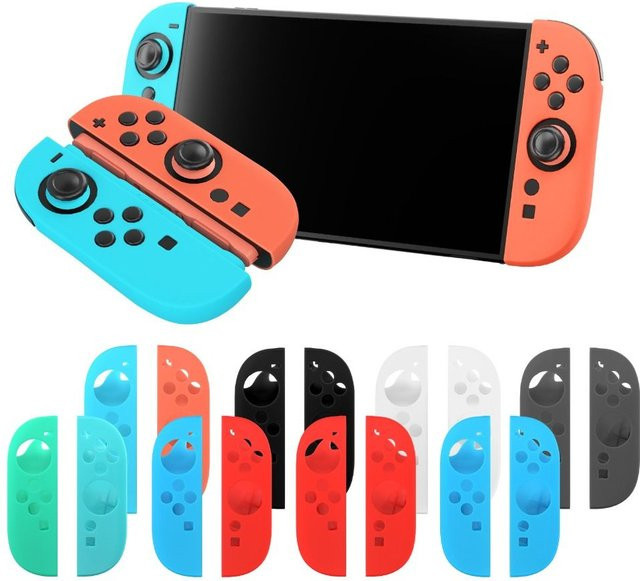 Nintendo Switch 2 Joy-Con Silikonhülle in Schwarz und Multicolour für rutschfesten Schutz und besseren Griff - Bild 1