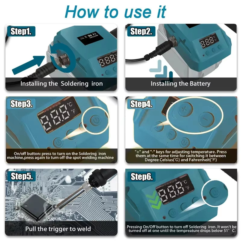 Makita 18 V Akku Lötkolben 60 W Multifunktions-Elektroschweißgerät bis 480 °C - Bild 3