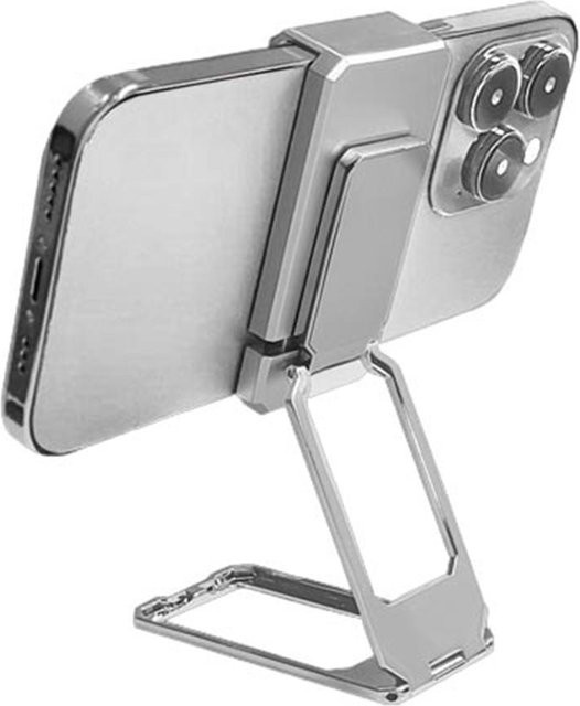 Magnetische Metall-Telefonhalterung mit 360 Grad Drehung und verstellbarem Clip für den Desktop, faltbar und mobil, in Pink oder Silber - Bild 1