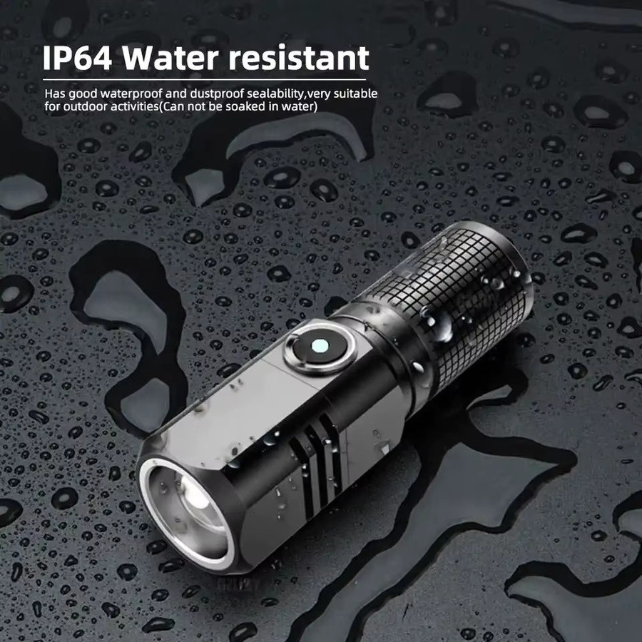 JIASHUAIXIN Mini-Taschenlampe XHP50 LED mit 1500lm, wiederaufladbare Metall-Taschenlampe in Schwarz - Bild 6