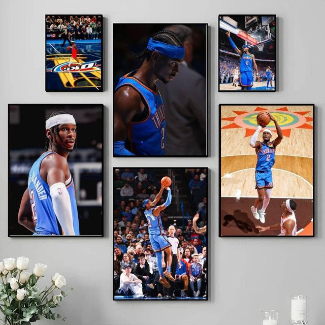 S-Shai G-Gilgeous-Alexander Poster, selbstklebender Kunst-Aufkleber aus wasserfestem Papier in Mehrfarbig, Rechteckig - Bild 1