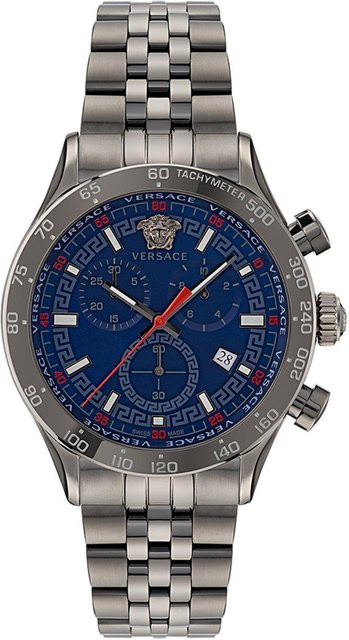 Versace Chronograph, Quarz, Edelstahl, Blau, 44 mm, Herren - Bild 1