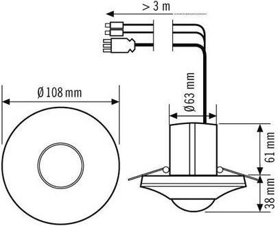 ESYLUX Decken-Präsenzmelder DALI in Weiß für Flure und Durchgangsbereiche, Einbau Modell - Bild 1