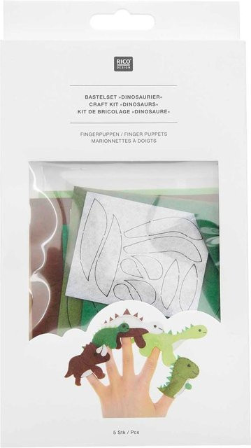 Rico Design Bastelset Filz Fingerpuppen Dinosaurier 5-teiliges Set - Bild 1
