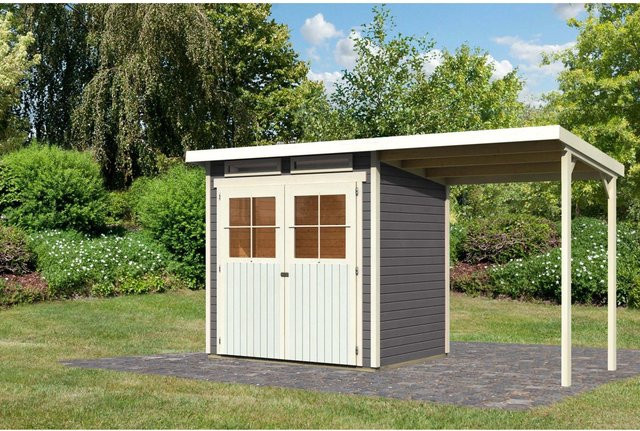 Karibu Holz-Gartenhaus Egersund mit Pultdach in Terragrau, B: 199 cm, T: 152 cm, H: 220 cm - Bild 1