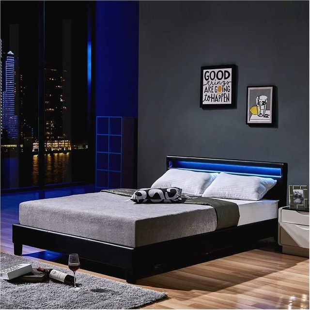 HOME DELUXE LED Bett ASTRO modern Schwarz B/T/H: 140 x 200 cm - Bild 1