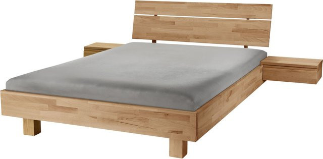 TPT Massivholzbett Dolle aus Kernbuche mit Kopfteil und Holzfüßen, Farbe: natur, B/L/H: 145 x 220 x 92 cm - Bild 1