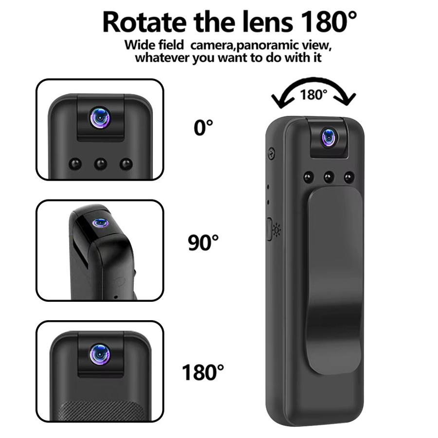Occkic Mini Action Kamera mit 1080P HD Wifi, Tragbare Digitale BodyCam mit IR Nachtsicht in Schwarz - Bild 2