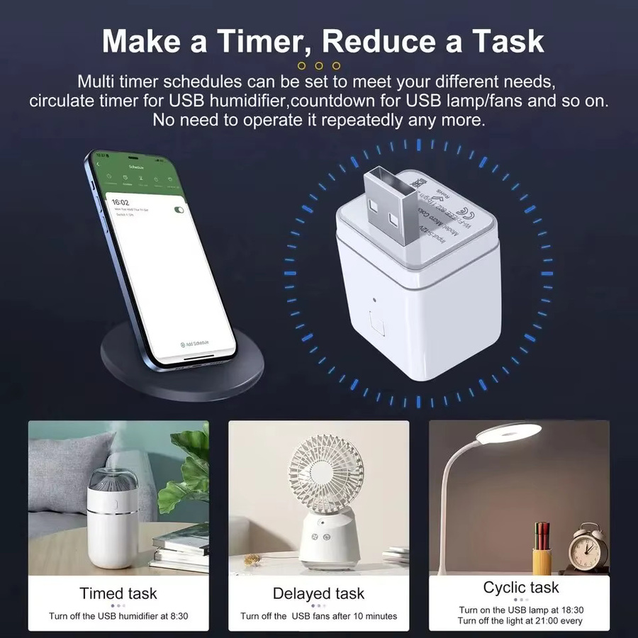 Tuya Smart Micro-USB-Adapter WLAN Netzteil 5V mit Timer, kompatibel mit Alexa und Google Assistant, Farbe: Weiß - Bild 2