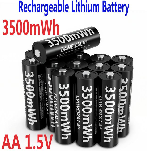 DAWEIKALA AA-Lithium-Akku 1,5 V in Schwarz für Schlüsselanhänger, kabellose Türklingeln und Deckenventilatoren - Bild 1