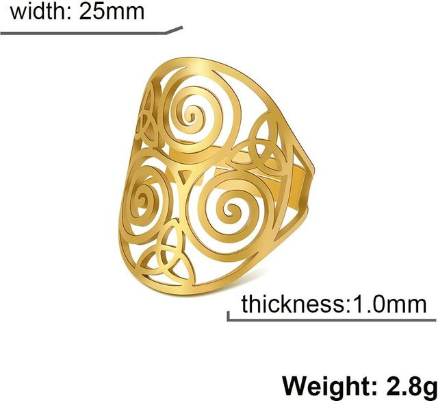 Triskele Triskelion Ring Edelstahl, Verstellbar, Damen - Bild 1