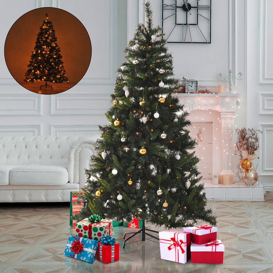 HOMCOM Weihnachtsbaum Grün aus PVC und Metall mit 200 LEDs und Deko, Höhe: 180 cm, Durchmesser: 112 cm - Bild 4
