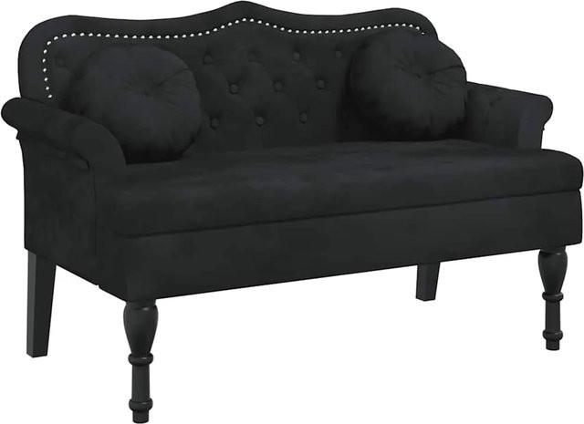 vidaXL Bank mit Kissen aus Samt in Schwarz, B/T/H: 120,5 x 65 x 75 cm - Bild 1