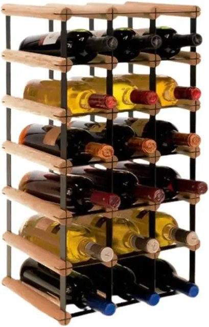PROREGAL Vinotega Mod Metal Modulares Weinregal aus massivem Kiefernholz, Braun geölt, H x B x T: 62,5 x 32,5 x 24,5 cm - Bild 1