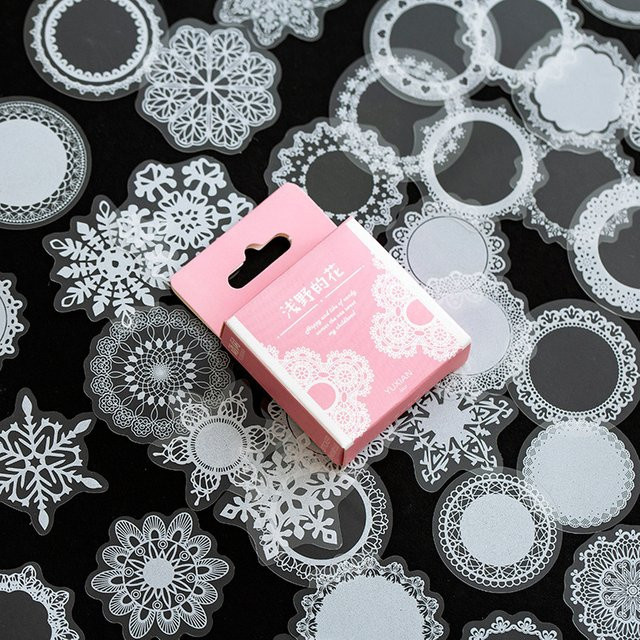 50 Stück Kawaii Dekoration Aufkleber in Weiß und Transparent für Scrapbooking, Planer und japanische Tagebücher - Bild 1