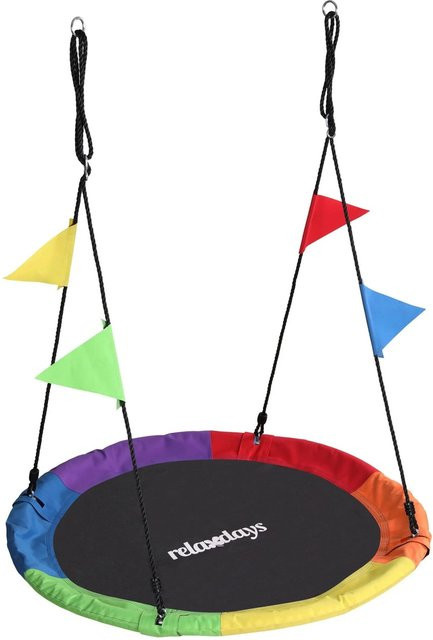 Relaxdays Kindernestschaukel aus Stahl und Oxford-Stoff, bunt, Durchmesser: 120 cm - Bild 1