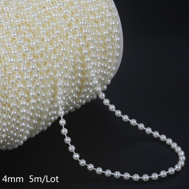 Fangyan Perlenkette als Blumengirlande für die Tischdekoration, Beige, 4mm, 5m Länge - Bild 1